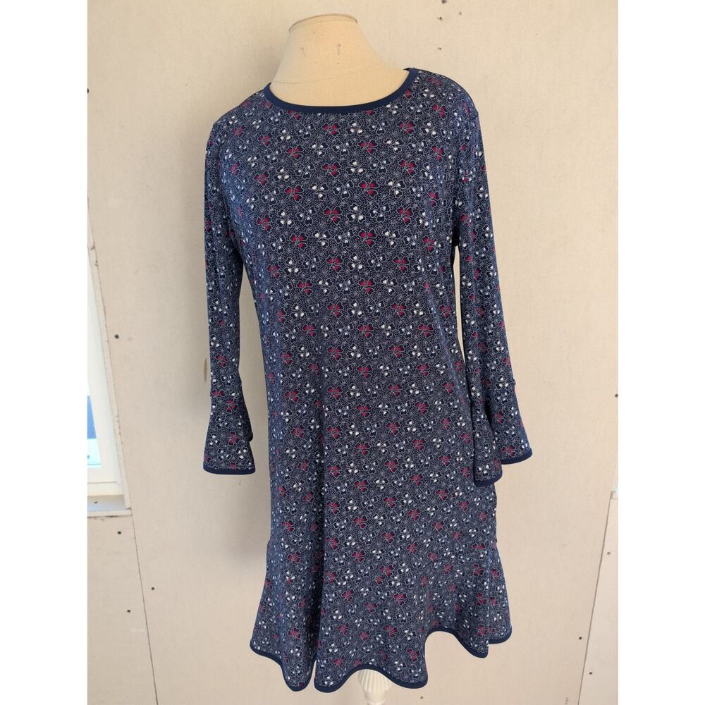 Michael Michael Kors Navy Heart Print Bell Sleeve Dress Size P/L